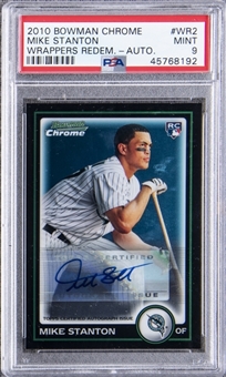 2010 Bowman Chrome Wrappers Redemption #WR2 Mike (Giancarlo) Stanton Signed Rookie Card (#028/100) – PSA MINT 9